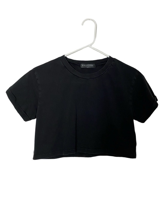 White Fox Boutique Tops - White Fox Crop Top Womens Size Small Black Cotton Neutral Cropped Tee Shirt